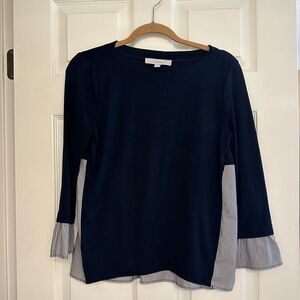 LOFT Ruffle Long Sleeve Tee – Size SP (Small Petite)